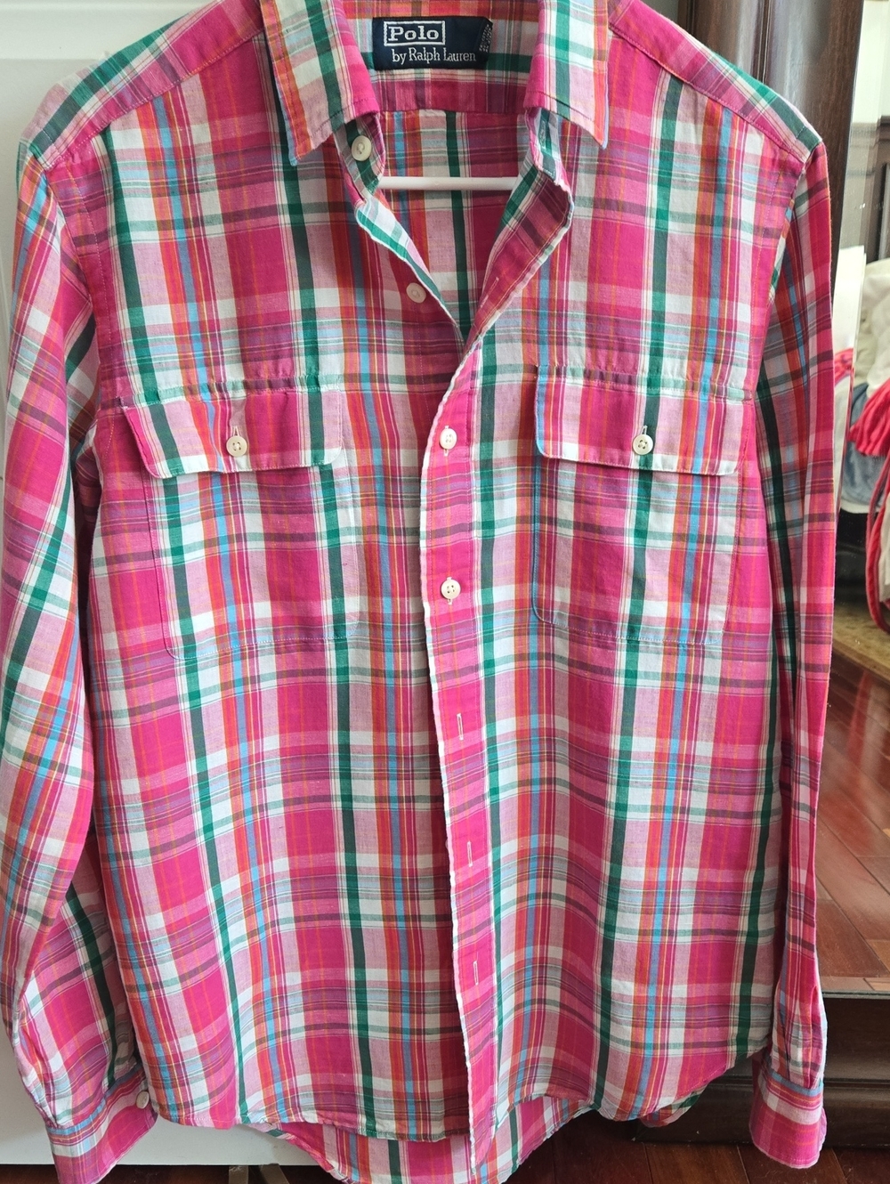 Polo by Ralph Lauren Pink and Green Plaid Button-Down Shirt